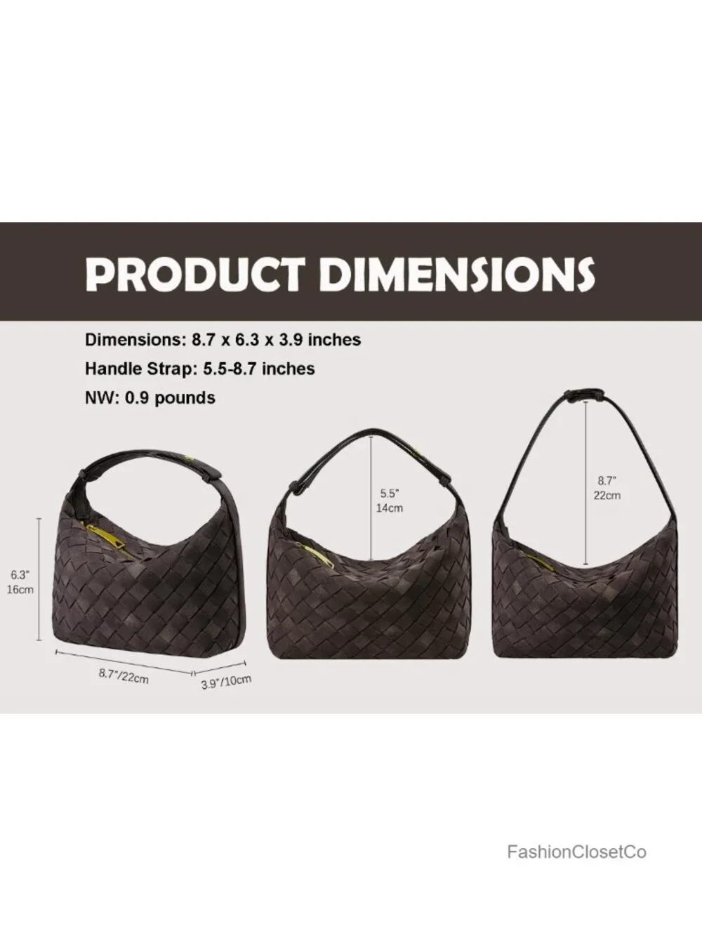Faux Suede Woven Hobo Handbag with Adjustable Strap Mini Shoulder Bag